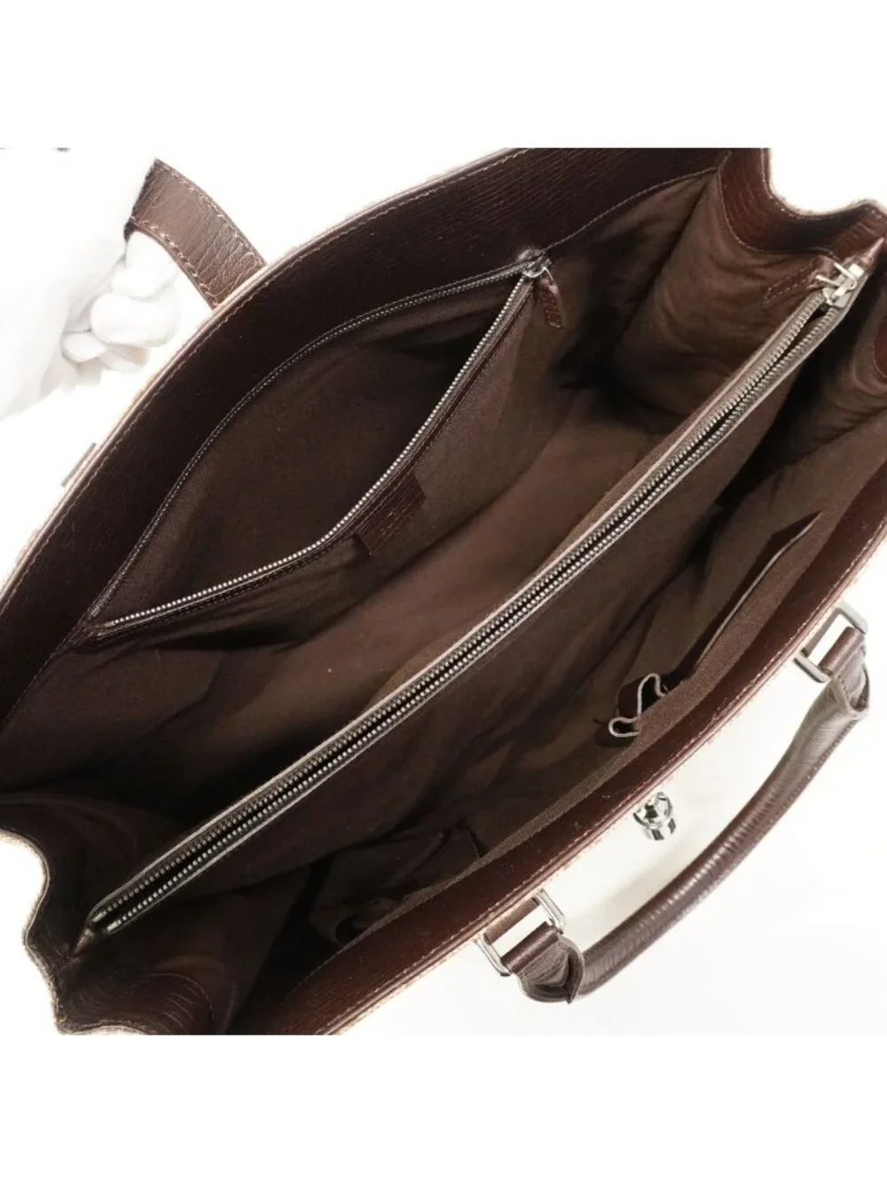 Gucci Handbag GG Supreme Brown Silver